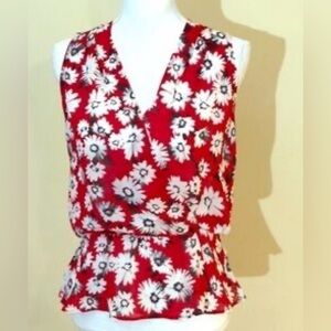 Banana Republic Red Floral Blouse